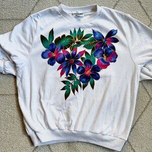 Vintage Alfred Dunner Floral Appliqué Top Retro Grannycore Golden Girls Costume